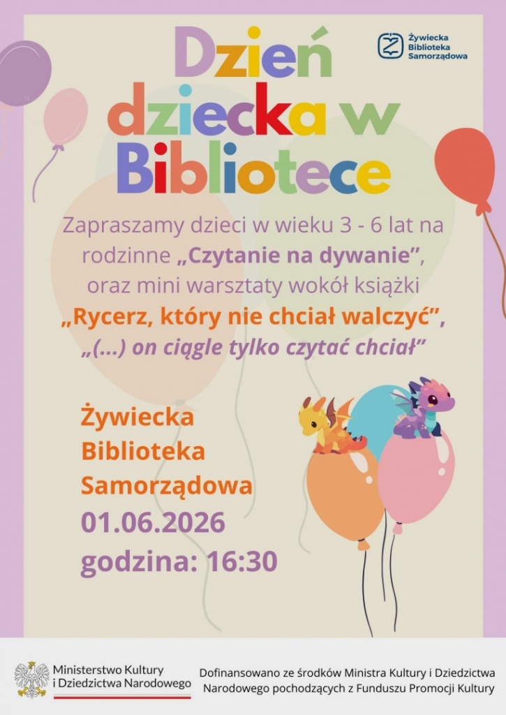 Plakat Dzień Dziecka W&nbsp;Bibliotece