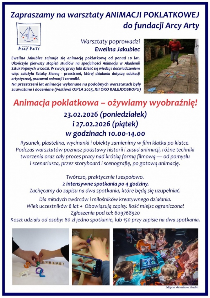 Plakat Warsztaty Animacja Poklatkowa