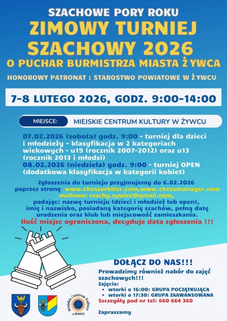 Plakat Zimowy Turniej Szachowy 2026