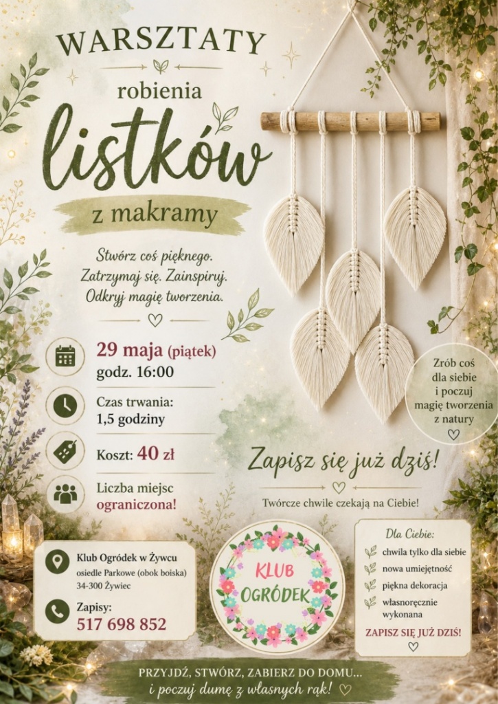 Plakat Warsztaty Z&nbsp;Makramy