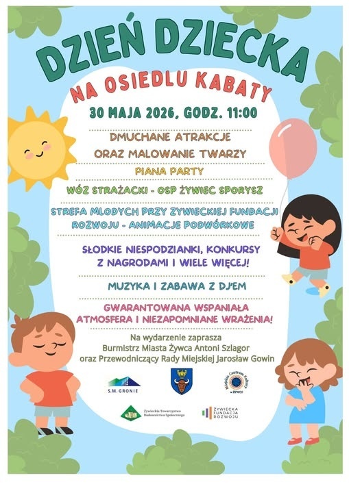Plakat Dzień Dziecka na osiedlu Kabaty
