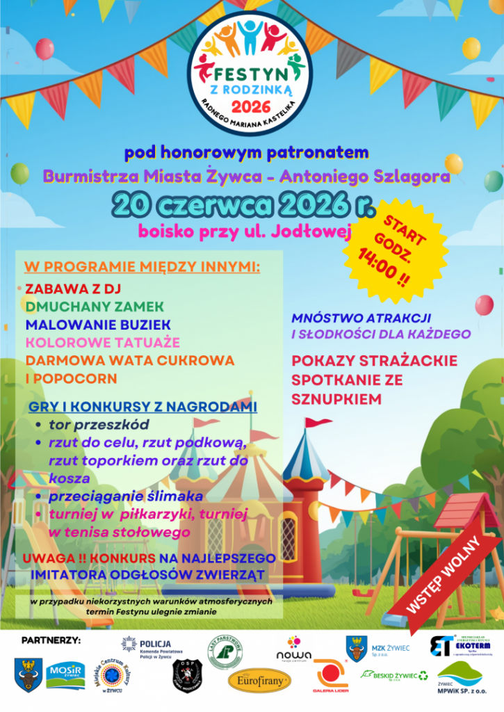 Plakat Festyn z&nbsp;Rodzinką Radnego Mariana Kastelika 2026