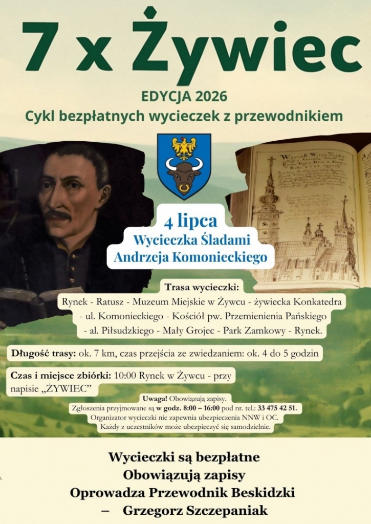 Plakat Śladami Andrzeja Komonieckiego