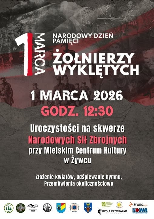 Plakat Narodowy Dzień Pamięci Żołnierzy Wyklętych w&nbsp;Żywcu