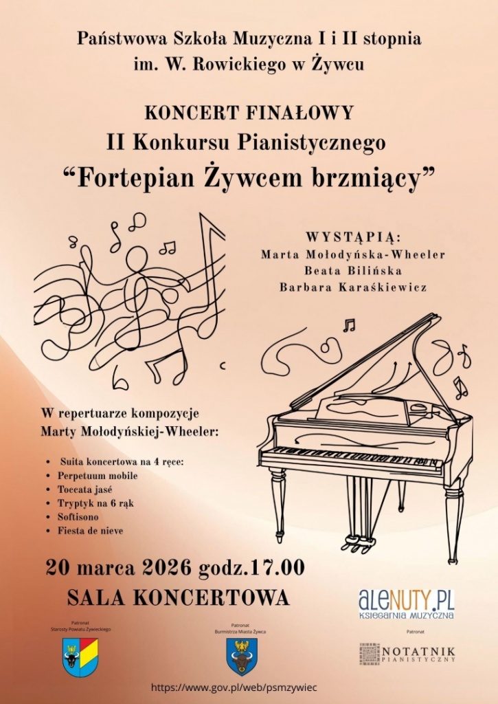 Plakat Konkurs Fortepian Żywcem Brzmiący