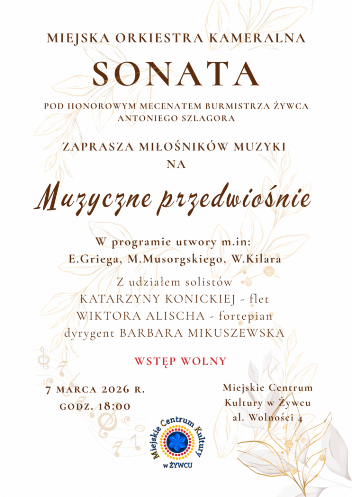 Plakat Koncert Miejskiej Orkiestry Kameralnej SONATA