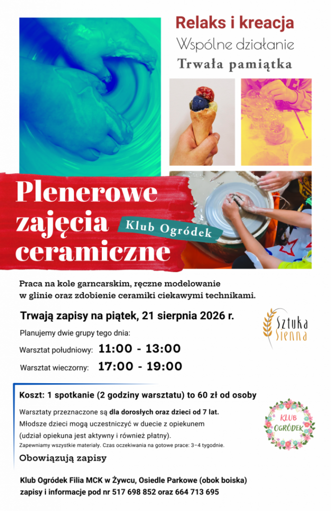 Plakat Plenerowe Zajęcia Ceramiczne